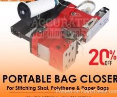 Portable two thread chain stitch bag closing machine