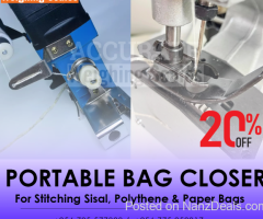 Single needle sewing machine for closing woven bags